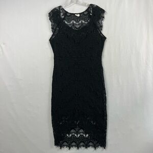 Intimately Free People Dress Womens Large Black Lace High Low Scallop Hem